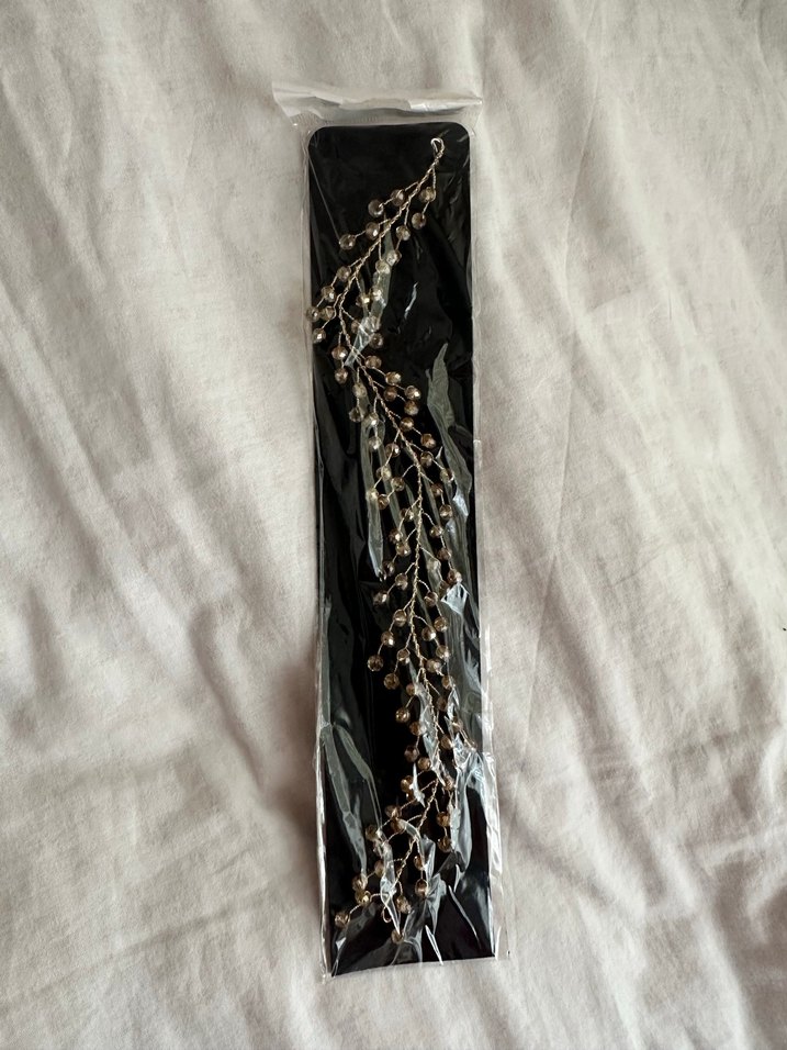 Boncuklu Parlak Bej Saç Aksesuarı - Görsel 4