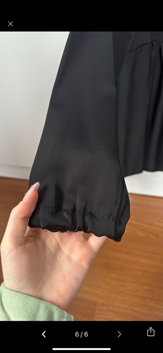 Siyah Uzun Kollu Salaş Bluz Saten Gömlek - Görsel 4