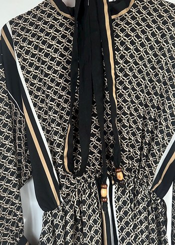 Desenli Uzun Salaş Kadın Elbise - Görsel 3