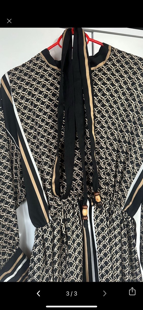 Desenli Uzun Salaş Kadın Elbise - Görsel 3