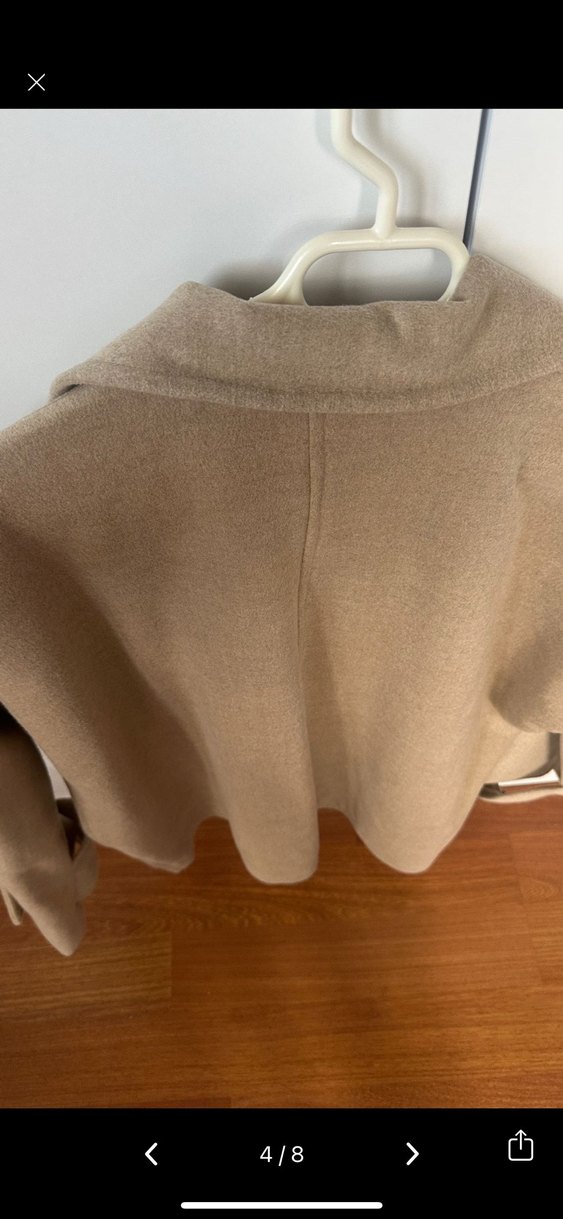 Bej Düğmeli Midi Kadın Yün Kaban - Görsel 4