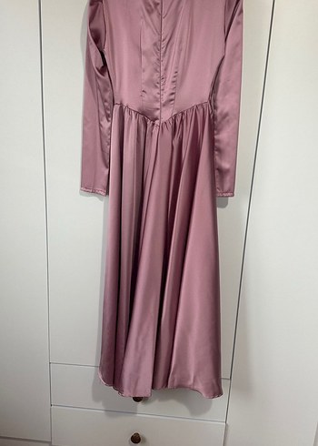 Uzun Drapeli İşlemeli Kadın Abiye Elbise Tesettür Mezuniyet - Görsel 5