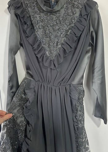 Uzun Drapel Gotik Kadın Abiye Elbise TESETTÜR MEZUNİYET TASARIM - Görsel 6