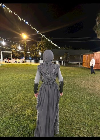 Uzun Drapel Gotik Kadın Abiye Elbise TESETTÜR MEZUNİYET TASARIM - Görsel 5