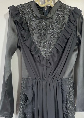 Uzun Drapel Gotik Kadın Abiye Elbise TESETTÜR MEZUNİYET TASARIM - Görsel 3