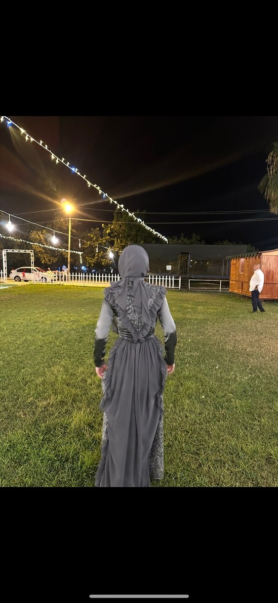 Uzun Drapel Gotik Kadın Abiye Elbise TESETTÜR MEZUNİYET TASARIM - Görsel 5