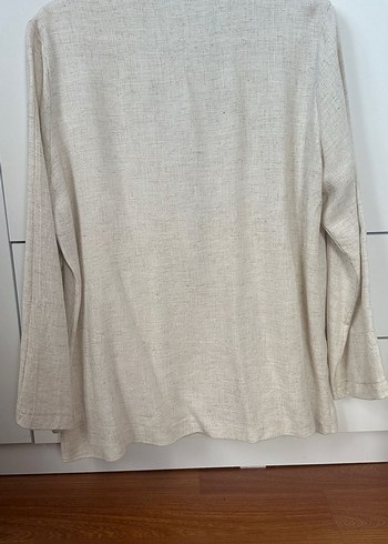 Bej Kadın Keten Blazer Ceket Yazlık - Görsel 2