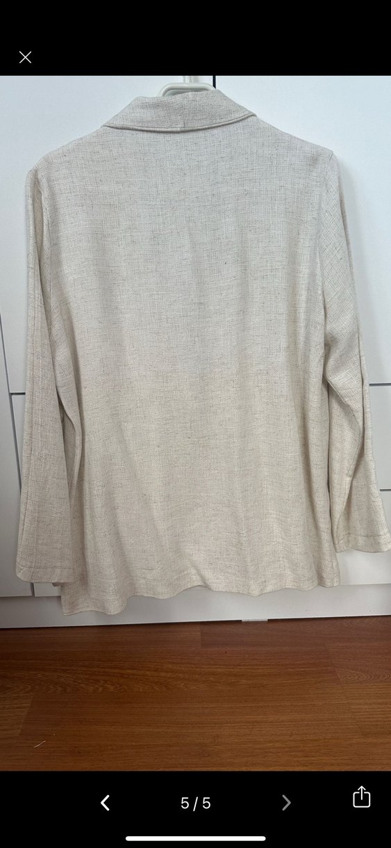 Bej Kadın Keten Blazer Ceket Yazlık - Görsel 2