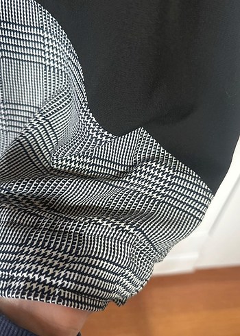 Drapeli Siyah Gri Kareli Mini Tunik - Görsel 3