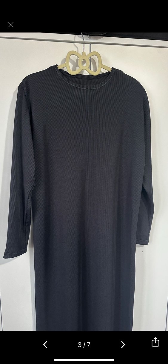 Uzun Kollu Füme Antrasit Salaş Elbise - Görsel 3