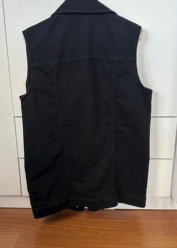 Siyah Kolsuz Kadın Kot Ceket - Görsel 2