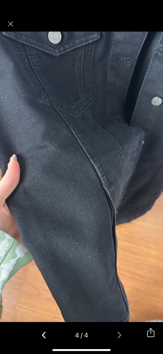 Siyah Kolsuz Kadın Kot Ceket - Görsel 3