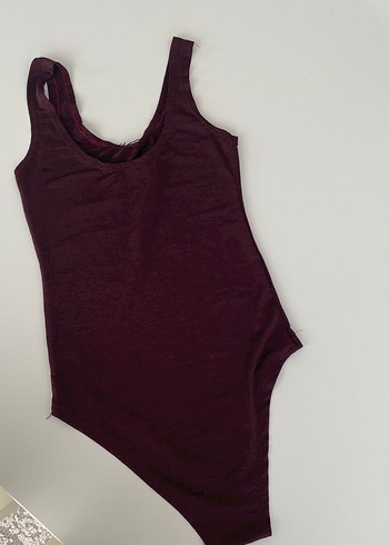 Bordo Baskılı Kadın bodysuit, Kolsuz, Günlük - Görsel 2