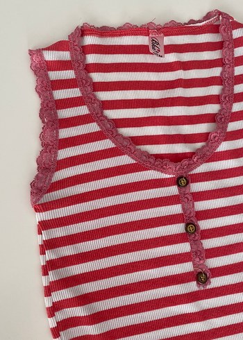 Kız Çocuk Kırmızı Çizgili Atlet - Görsel 2