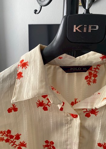 xxl Beden Pamuklu Çiçek Desenli Uzun Kollu Gömlek