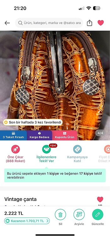  Beden altın Renk Çanta