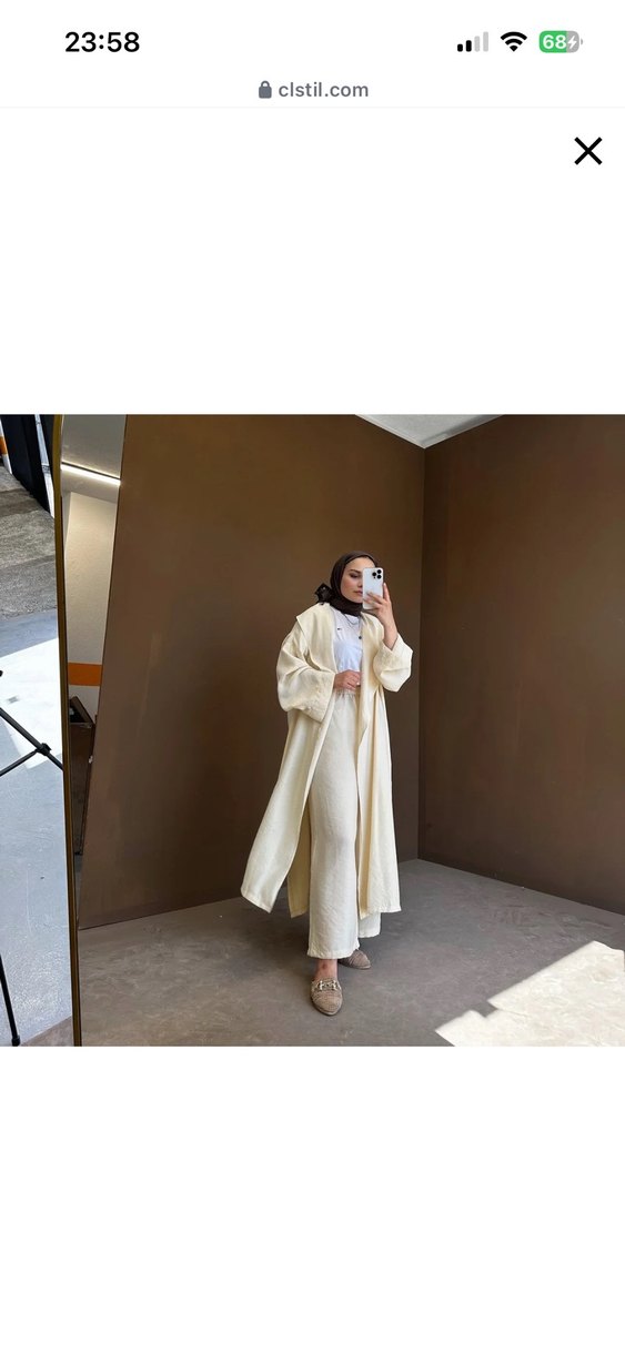 Beyaz Uzun Kollu Kadın Kimono Takım - Görsel 2