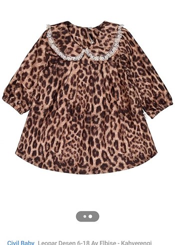 Kız Çocuk Leopar Desenli Balon Kollu Elbise - Görsel 2
