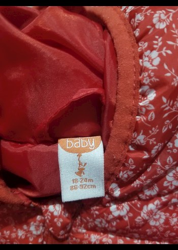 Kız Çocuk Kapüşonlu Kırmızı Fermuarlı Mont - Görsel 2