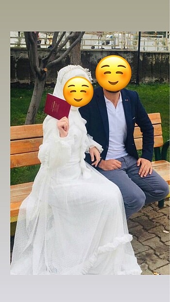 36 Beden beyaz Renk Tesettür nikah elbisesi