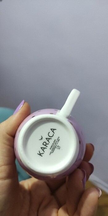  Beden Karaca lila puantiyeli kahve fincanı