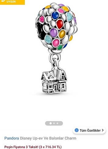 Orijinal Pandora Disney balon charm