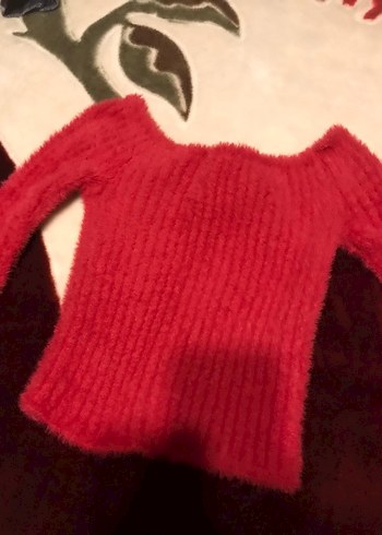 Kırmızı Kadın Triko Kazak - Görsel 3