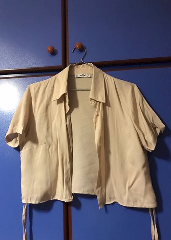 Bej Kısa Kollu Kısa Kesim Gömlek - Görsel 2