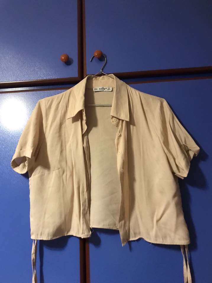 Bej Kısa Kollu Kısa Kesim Gömlek - Görsel 2