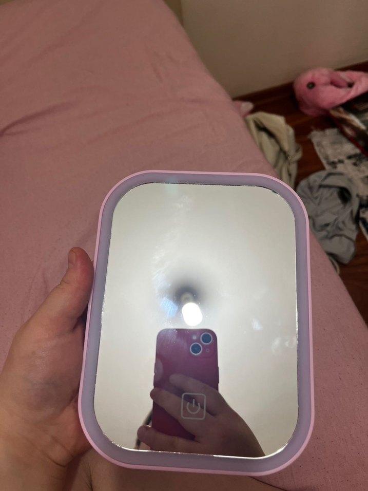 Pembe LED Işıklı Makyaj Aynası - Görsel 2