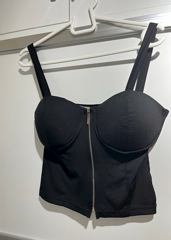 Siyah Fermuarlı Mini Strappy Bustiyer