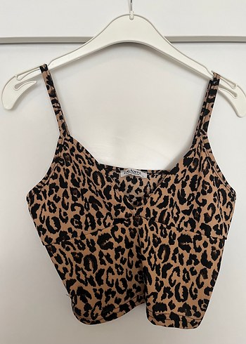 Leopar Desenli Mini Strappy Büstiyer