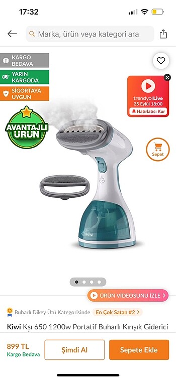 Portatif buharlı ütü