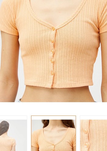 Düğmeli Crop Top - Görsel 2