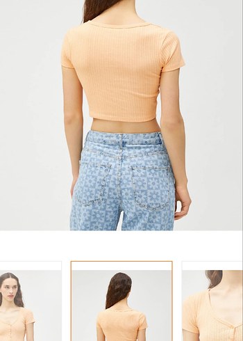 Düğmeli Crop Top - Görsel 3