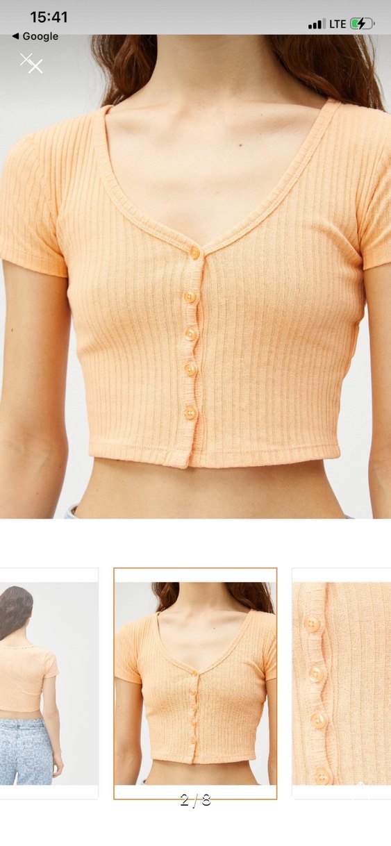 Düğmeli Crop Top - Görsel 2