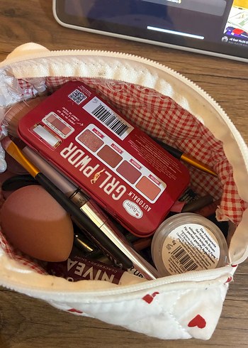 Pamuklu Beyaz Bohem Makyaj Çantası - Görsel 3