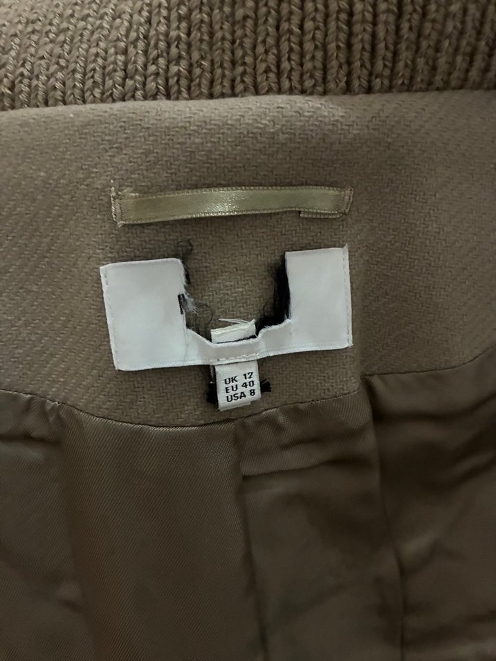 Bej Yüksek Yakalı Midi Kadın Ceket - Görsel 3