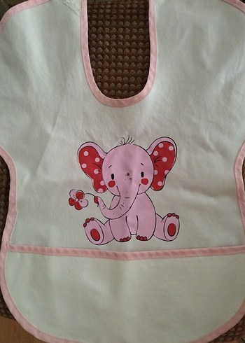 Pembe Fil Desenli Bebek Önlüğü. Hem silinir hem yıkanabilir. - Görsel 2