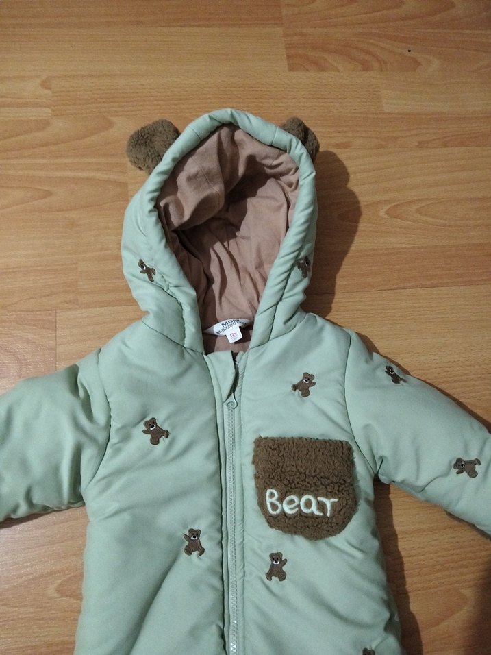 Kapüşonlu Bebek Astronot Mont.Ayı Desenli. 1 yada 2 kez giyildi. - Görsel 2