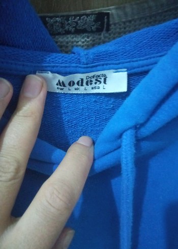 Mavi Kapüşonlu Salaş Sweatshirt - Görsel 2