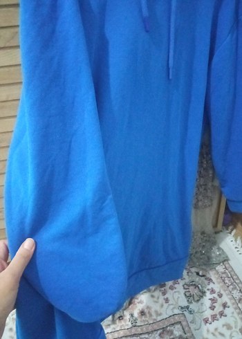 Mavi Kapüşonlu Salaş Sweatshirt - Görsel 3