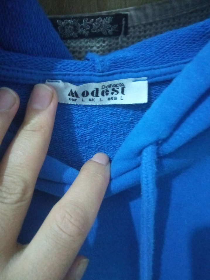 Mavi Kapüşonlu Salaş Sweatshirt - Görsel 2