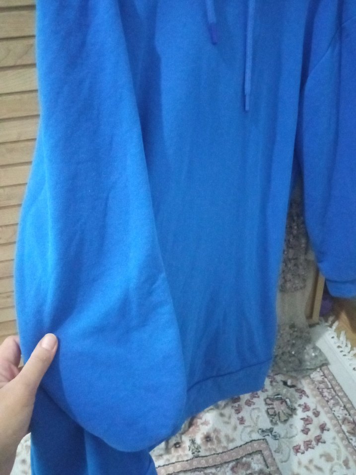 Mavi Kapüşonlu Salaş Sweatshirt - Görsel 3