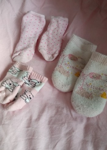 Kız Çocuk Pembe Örme Çorap Seti - Görsel 2