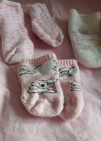 Kız Çocuk Pembe Örme Çorap Seti - Görsel 3