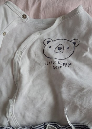 Uzun Kollu Beyaz Pamuklu Bebek Takımı. LC Waikiki. - Görsel 3