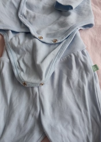 Pamuklu Mavi Bebek Takımı Uzun Kollu.  kitikate ikili takim - Görsel 2