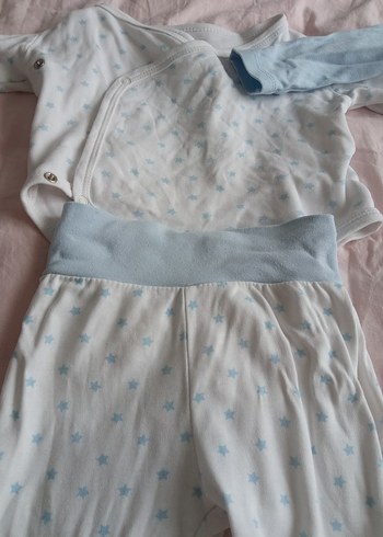 Pamuklu Mavi Bebek Takımı Uzun Kollu.  kitikate ikili takim - Görsel 3