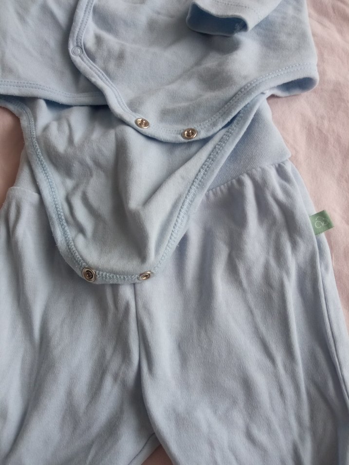 Pamuklu Mavi Bebek Takımı Uzun Kollu.  kitikate ikili takim - Görsel 2